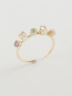 Oval Renkli Taşlı Yüzük-Sarı