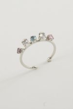 Oval Renkli Taşlı Yüzük-Gümüş Rengi - Görsel 2