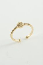 Yuvarlak Zirkon Taşlı Yüzük-Sarı - Görsel 2