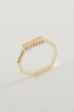 Köşeli Taşlı Yüzük-Sarı - Görsel 2