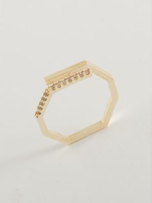Köşeli Taşlı Yüzük-Sarı
