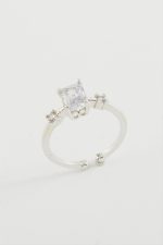 Baget Taşlı Yüzük-Gümüş Rengi - Görsel 2