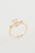 Baget Taşlı Yüzük-Sarı - Görsel 2