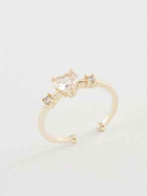 Kalp Zirkon Taşlı Yüzük-Gümüş Rengi