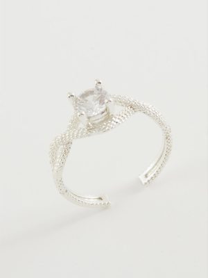 Sonsuzluk Tek Taşlı Yüzük-Gümüş Rengi