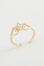 Kalp Tek Taşlı Yüzük-Gümüş Rengi