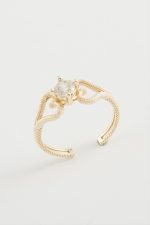 Kalp Tek Taşlı Yüzük-Sarı - Görsel 2