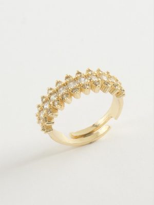 Oval Zirkon Taşlı Yüzük-Sarı