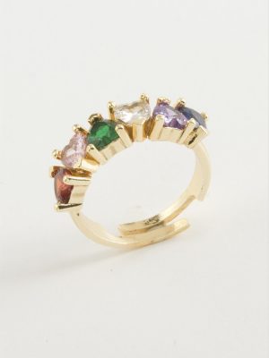 Kalp Zirkon Taşlı Yüzük-Sarı