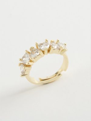 Kalp Zirkon Taşlı Yüzük-Sarı