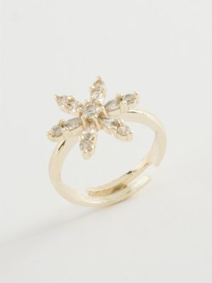 Lotus Zirkon Taşlı Yüzük-Gümüş Rengi