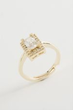 Dikdörtgen Tek Taşlı Yüzük-Sarı - Görsel 2