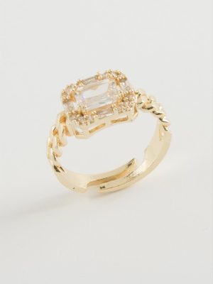 Baget Zirkon Taşlı Yüzük-Sarı