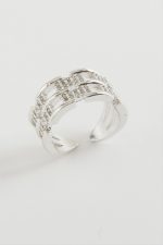 Zincir Şekilli Zirkon Taşlı Yüzük-Gümüş Rengi - Görsel 2