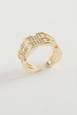 Zincir Şekilli Zirkon Taşlı Yüzük-Gümüş Rengi