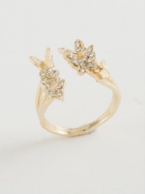 Kelebek Zirkon Taşlı Yüzük-Gümüş Rengi