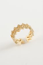 Zikzak Zirkon Taşlı Yüzük-Sarı