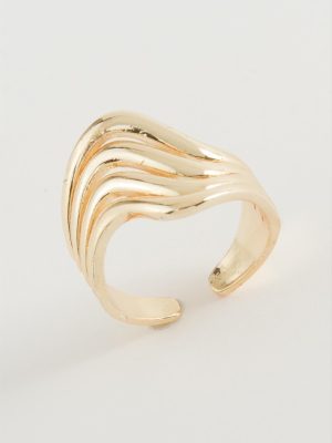 Oval Metal Yüzük-Sarı