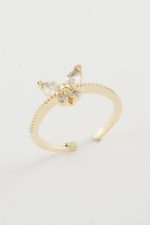 Kelebek Zirkon Taşlı Yüzük-Gümüş Rengi