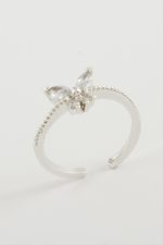 Kelebek Zirkon Taşlı Yüzük-Gümüş Rengi - Görsel 2