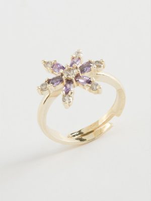 Lotus Zirkon Taşlı Yüzük-Gümüş Rengi