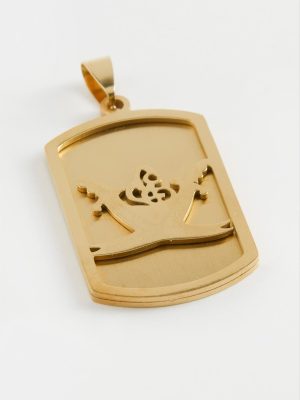 Zülfikar Çelik Kolye Ucu 4 cm-Sarı