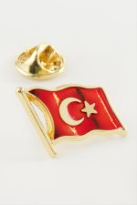 Türk Bayrağı Yaka Rozet-Gümüş Rengi