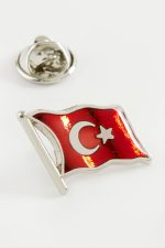 Türk Bayrağı Yaka Rozet-Gümüş Rengi - Görsel 2