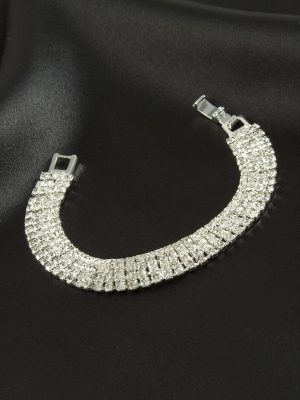 4 Sıra Taşlı Suyolu Bileklik-Gümüş Rengi