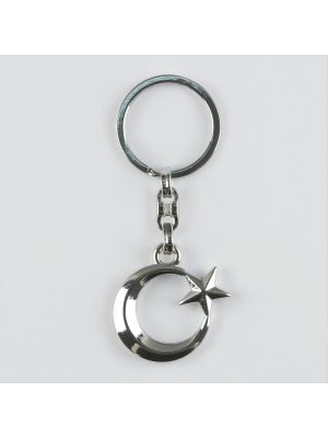 Ay Yıldız Figürlü Metal Anahtarlık-Sarı