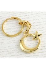 Ay Yıldız Figürlü Metal Anahtarlık-Sarı - Görsel 2