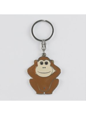 Maymun Figürlü Metal Anahtarlık-Gümüş Rengi