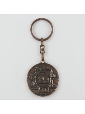 İstanbul Figürlü Metal Anahtarlık-Bronz