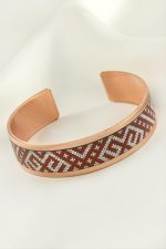 Labirent Kalın Bakır Kelepçe Bileklik-Bronz - Görsel 2