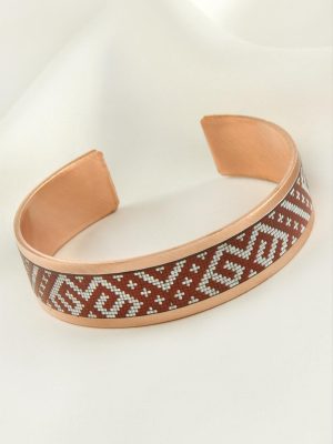 Labirent Kalın Bakır Kelepçe Bileklik-Bronz