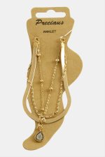 Oval Zirkon Taşlı Lüks Halhal-Sarı - Görsel 2