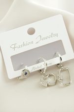 3 Adet Kalp Zirkon Taşlı Küpe-Sarı