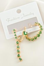 3 Adet Kalp Zirkon Taşlı Küpe-Sarı - Görsel 2