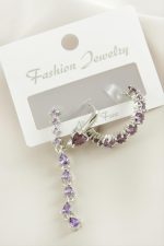 3 Adet Kalp Zirkon Taşlı Küpe-Gümüş Rengi