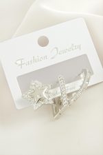 3 Adet Yıldız İnci Zirkon Taşlı Küpe-Gümüş Rengi - Görsel 2