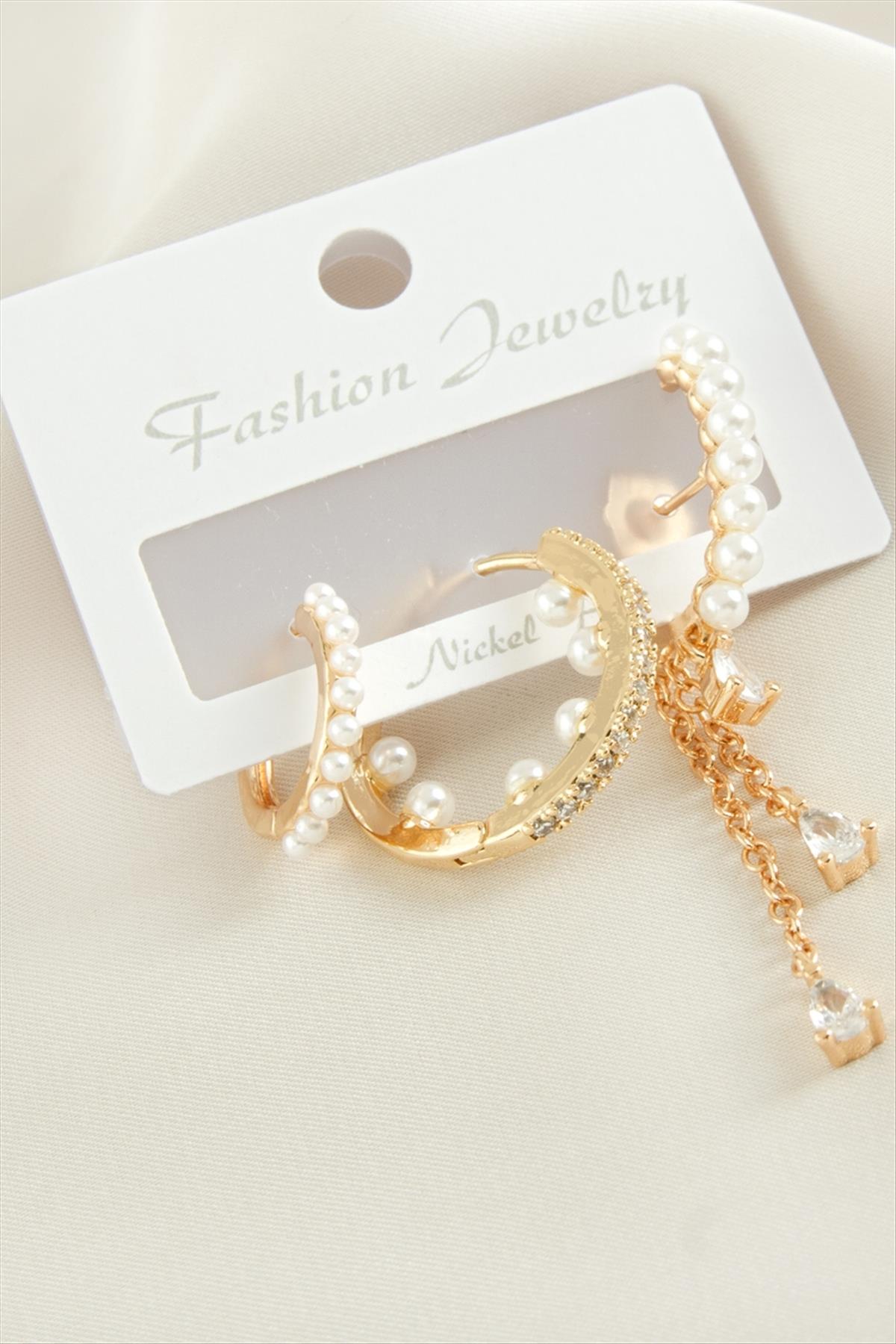 1207431_3-adet-inci-zirkon-tasli-kupe-a6f-e8.jpg 3 Adet İnci Zirkon Taşlı Küpe-Sarı - Görsel 2