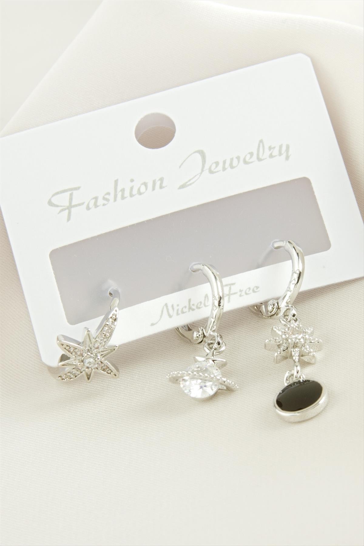 1207443_3-adet-yildiz-zirkon-tasli-kupe-7-4746.jpg 3 Adet Yıldız Zirkon Taşlı Küpe-Gümüş Rengi - Görsel 2