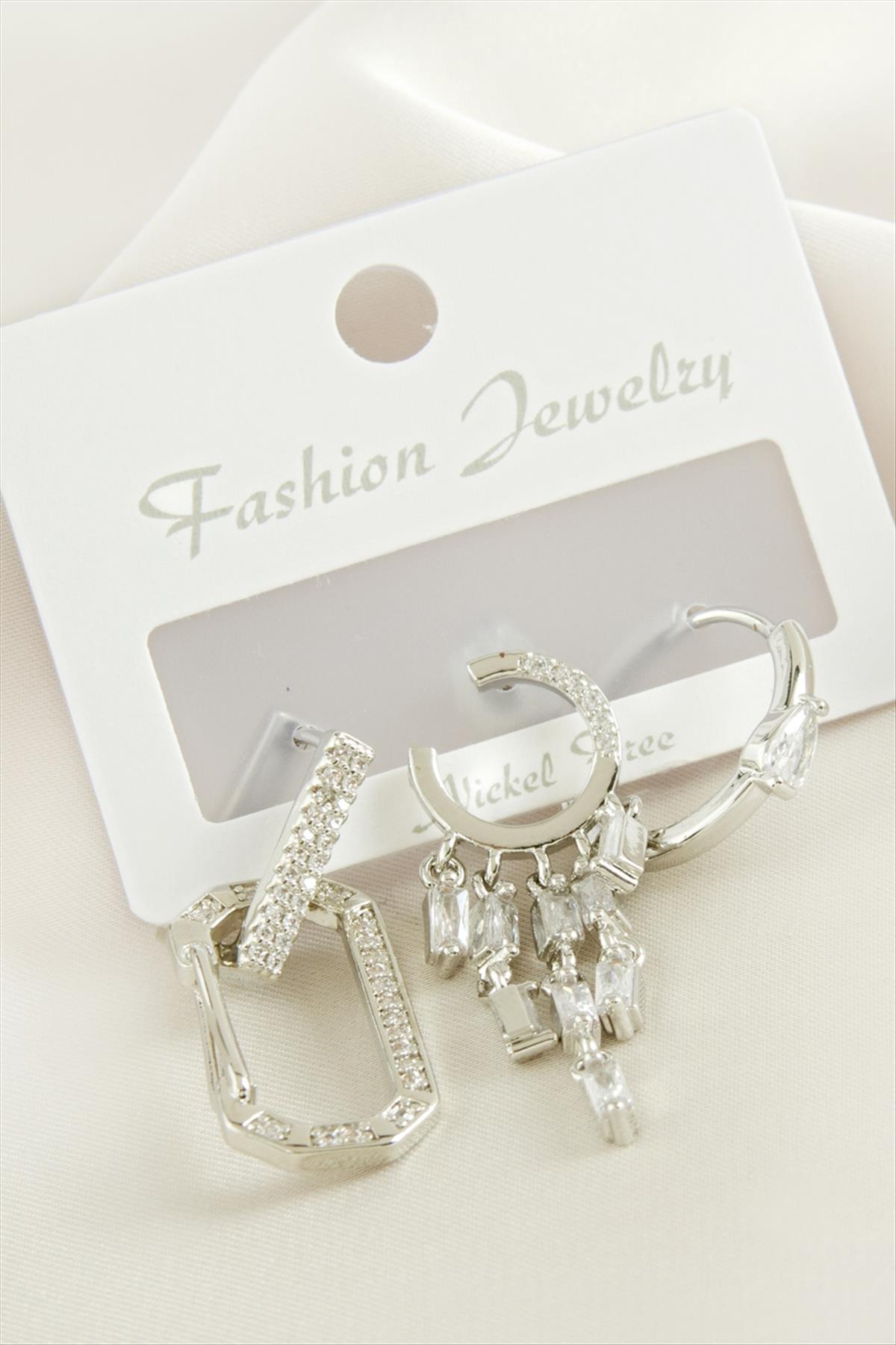 1207450_3-adet-baget-tasli-kupe-1053ea.jpg 3 Adet Baget Taşlı Küpe-Gümüş Rengi - Görsel 2