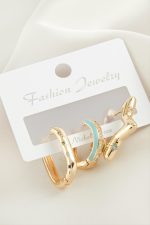 3 Adet Yıldız Zirkon Taşlı Küpe-Sarı - Görsel 2