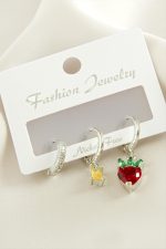 3 Adet Kalp Zirkon Taşlı Küpe-Gümüş Rengi - Görsel 2