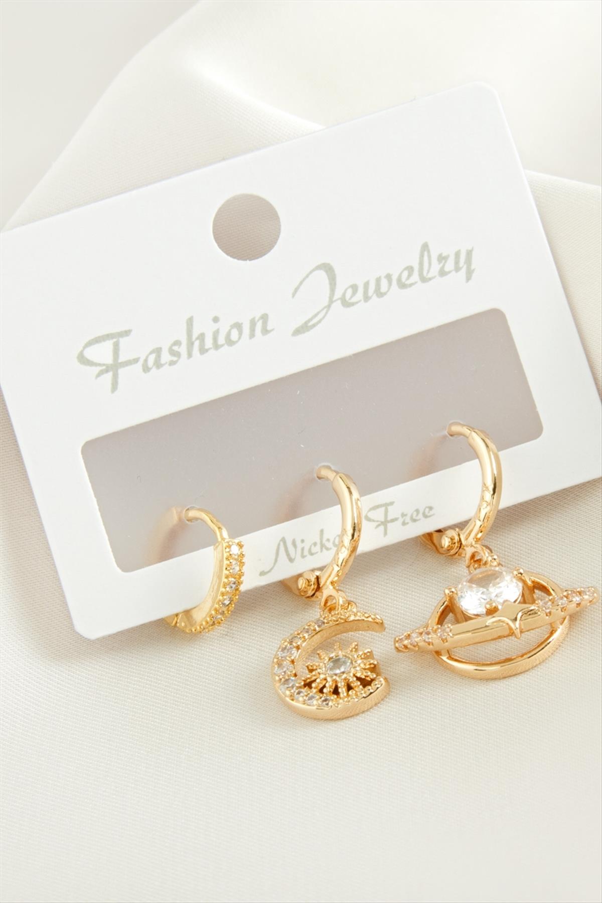 1207461_3-adet-hilal-yildiz-zirkon-tasli-kupe-87-b99.jpg 3 Adet Hilal Yıldız Zirkon Taşlı Küpe-Sarı - Görsel 1