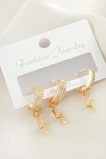 3 Adet Şimşek Zirkon Taşlı Küpe-Gümüş Rengi