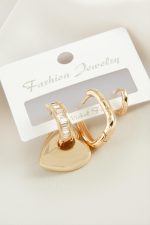 3 Adet Kalp Zirkon Taşlı Küpe-Sarı - Görsel 2