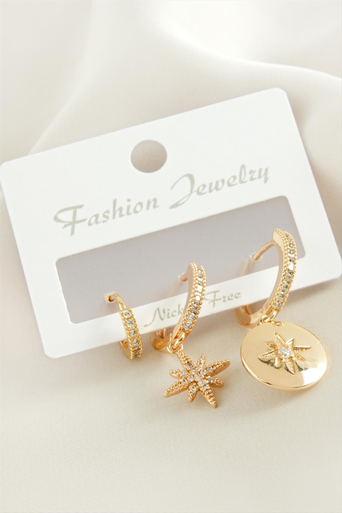 1207499_3-adet-yildiz-zirkon-tasli-kupe-f227dc.jpg 3 Adet Yıldız Zirkon Taşlı Küpe-Sarı - Görsel 2