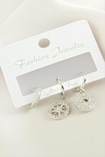 3 Adet Yıldız Zirkon Taşlı Küpe-Gümüş Rengi - Görsel 2